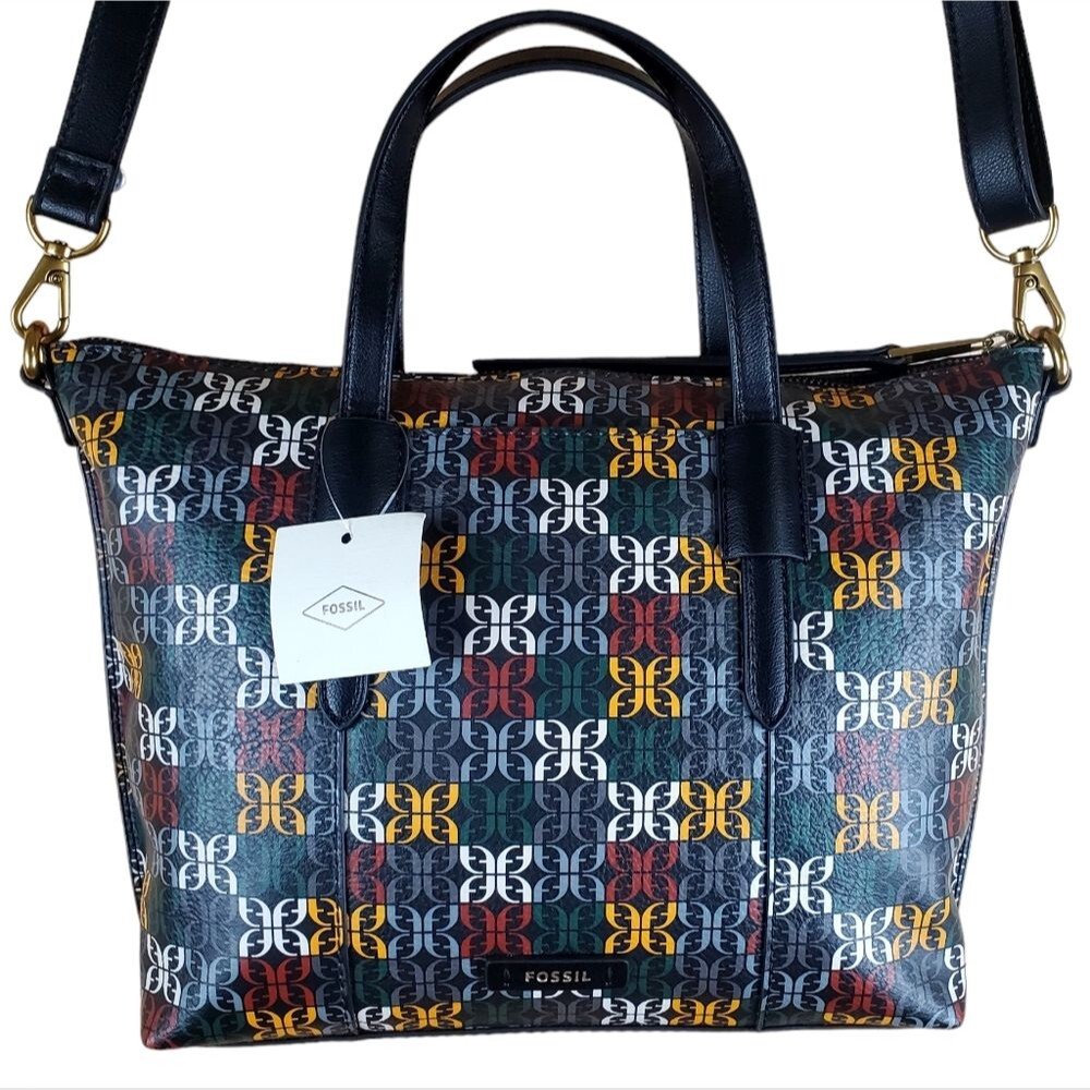 FOSSIL Skylar Satchel Multi-Color Geometric Logo Crossbody Bag